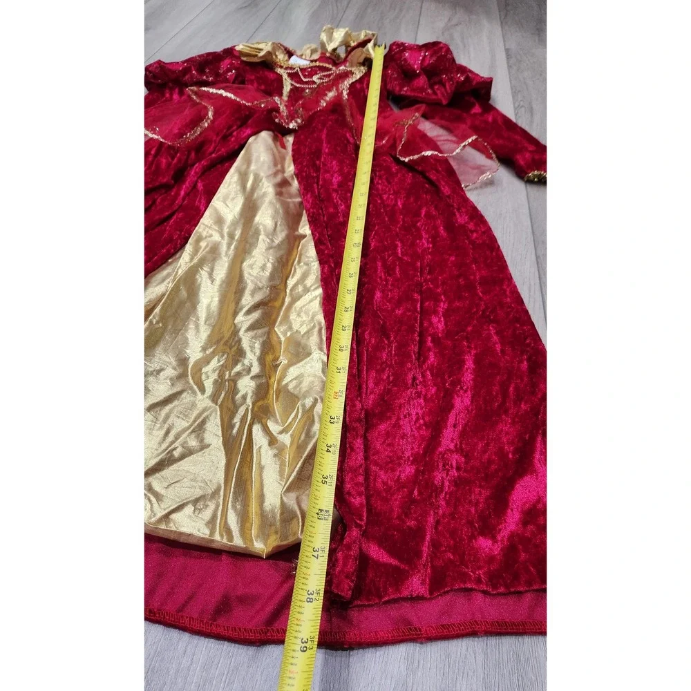 Rubies Girls Renaissance Princess Costume Dress Red Gold Velvet M 7-8 Queen